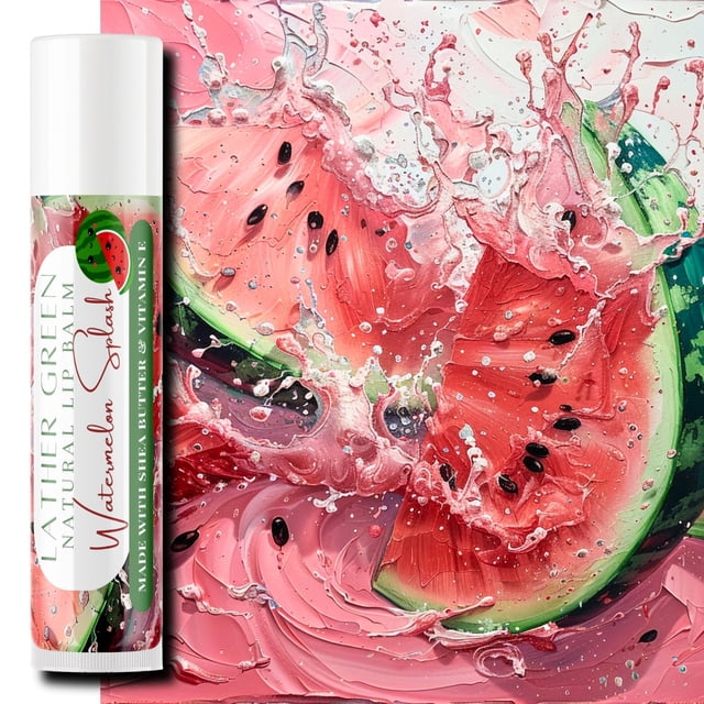 Watermelon Splash Natural Lip Balm, Pack of 3 by LatherGreen