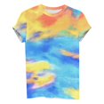 thumbnail image 4 of CHOK Hauts d'Été pour Femmes, T-Shirt Imprimé Teinture sur Nœuds à Col Rond et Manches Courtes, Tunique Décontractée pour Vacances, 4 of 5