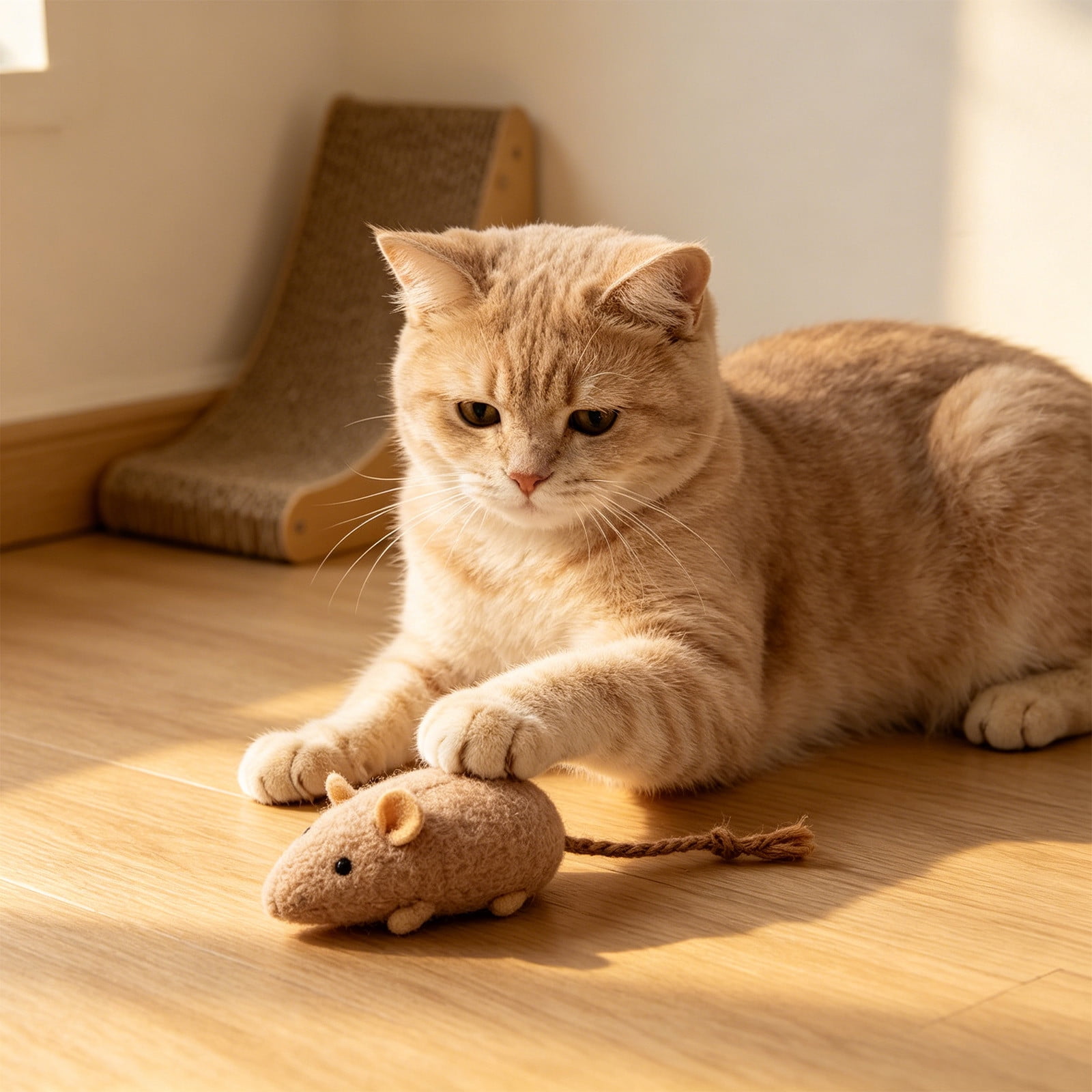 AuroraX Realistic Catnip Mouse Cat Toy Interactive Plush Teasing Cat Toy Puffy Soft Durable Natural Indoor Cat Play Supplies for All Cats Yellow National Dog Day International Cat Day