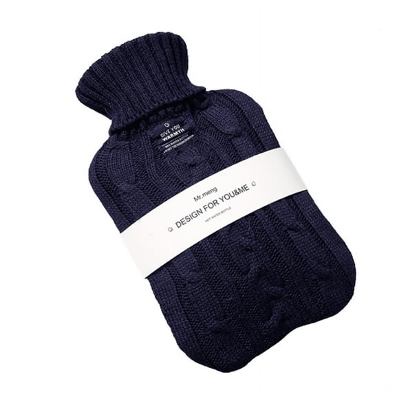 Hot Water Bags with Cover Washable Cold-proof Bottle Explosion-proof Removable Winter Anti-Scald Hand Warmer Women Girlfriend Black 2000ml