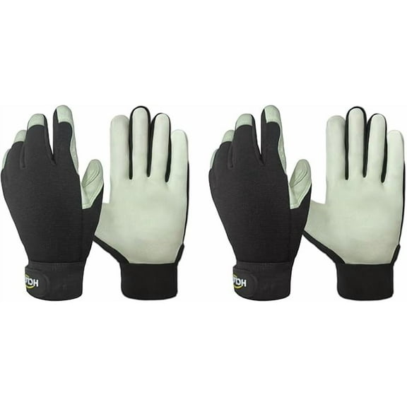 Heavy Utility Safety Pigskin Leather Work Gloves for Men Flexible Excellent Grip Rigger Gloves with Adjustable Strap Knit Wrist, Builder Glove