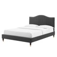 thumbnail image 1 of Tufted Platform Bed Frame, King Size, Velvet, Dark Grey Gray, Modern Contemporary Urban Design, Bedroom Master Guest Suite, 1 of 10
