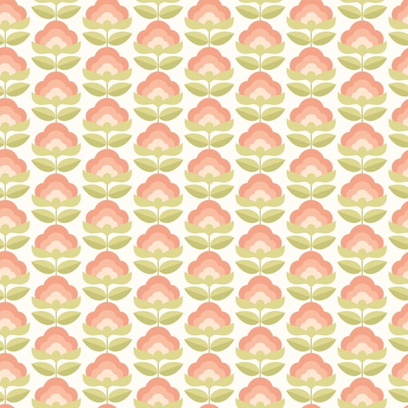 Hoopla Walls Retro Flower Apricot Mix Peel and Stick Wallpaper
