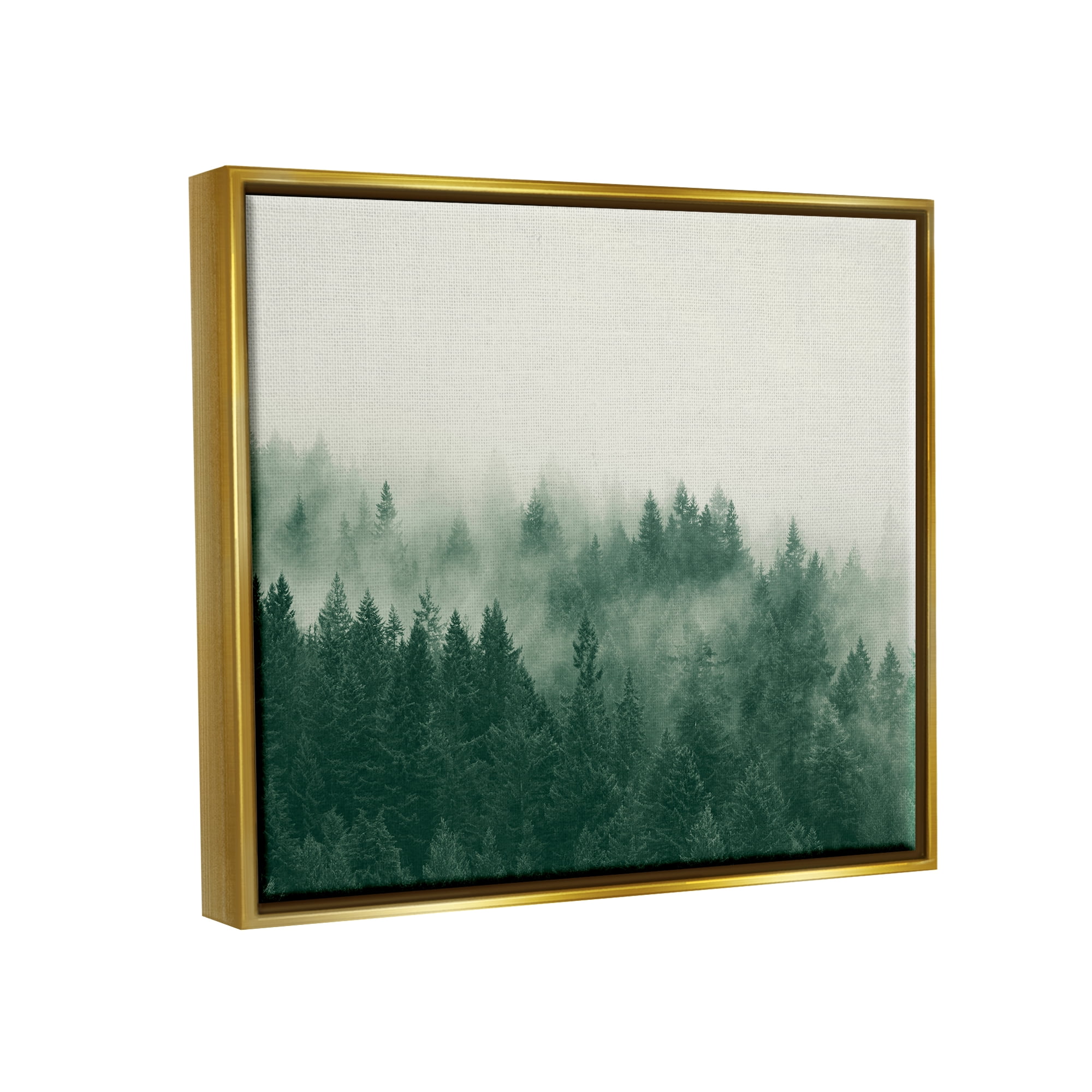 Stupell Misty Trees Woodland Forest Landscape Photography Gold Floater Framed Art Print Wall Art