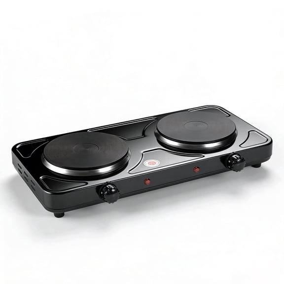 Hot Plate, Electric Stove for Cooking, 2000W Countertop Double Burner with Adjustable Temperature and Handles,Cooktop for RV/Home/Camp, Easy to Clean,Compatible for All Cookwares
