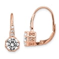 thumbnail image 4 of Sterling Silver Cubic Zirconia Rose Gold-Plated Leverback Stud Earrings, 4 of 6