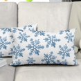 thumbnail image 5 of Light Blue Snow Flakes Winter Lumbar Pillow Covers 12X20 Inch Set of 2 Falling Snowflakes Crystal Christmas White Pillow Cases Xmas Holiday Pillowcase Cotton Cushion Case for Couch Sofa Porch Outdoor, 5 of 6