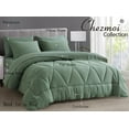thumbnail image 3 of Chezmoi Collection Jasper Sage Green Oversized King Bed in a Bag 7-Pieces Triangle Geometric Quilted Stone Washed Microfiber Comforter with Sheets Lightweight All Season Bedding Set, 3 of 9