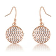 Women's Brass .6 Ct Elegant CZ Rose Gold Plated Disk Drop Earrings