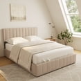 thumbnail image 4 of Aiho Full Bed Frame, Upholstered Platform Bed with Sturdy Metal Frame and 4 Under-Bed Drawers - Beige, 4 of 9