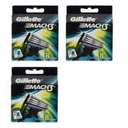Gillette Mach3 Refill Cartridges, 8 Count (Pack of 3)