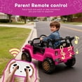 thumbnail image 3 of 12V Kids Ride On Toy, Ride on Truck w/Parent Remote Control, Electric Toddler Ride on Car for Kids w/ Reflective Stickers, Front Anti-Collision Bar Design, LED Headlights, Bluetooth, 3 Speeds(Orange), 3 of 7