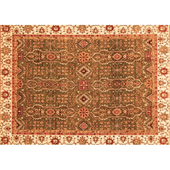Ahgly Company Indoor Rectangle Oriental Orange Traditional Area Rugs, 8' x 12'