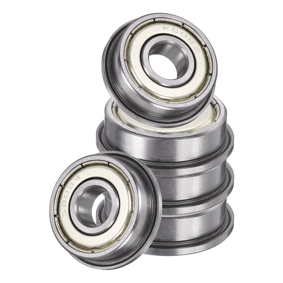 5 Pack F608ZZ Flanged Ball Bearings, 8 x 22 x 7mm Double Shielded Chrome Steel Deep Groove Bearing, ABEC5