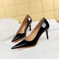 thumbnail image 5 of Zapatos de tacón alto para mujer, de moda, minimalistas, delgados, brillantes, de charol, de corte bajo y puntiagudos, para mujer, 5 of 5