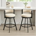 thumbnail image 3 of Zesthouse 26.6″ Swivel Bar Stools Set of 2, Linen Upholstered Counter Stools with Barrel Back and Metal Legs, Modern Counter Height Barstools for Kitchen Island, Beige, 3 of 12