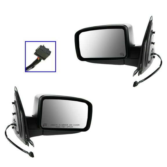 TRQ Mirror Power Heated Puddle Light Textured Black Pair for 2003 Expedition MRA09308