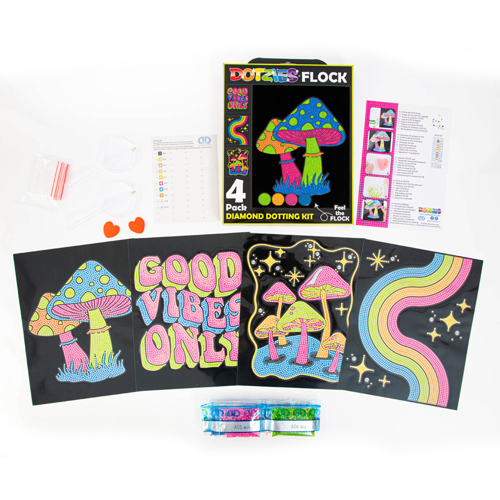 Diamond Dotz Neon Flock Good Vibes Diamond Painting Kits for Adults - Colorful Diamond Art Kits a Relaxing Creative Craft Kit with Dotz Gems 10x8