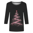 thumbnail image 4 of Holiday Gifts! Titcea Christmas Shirts for Women 3/4 Sleeve Crewneck Glitter Xmas Tree Print Pullover Christmas Sweaters 2024 Fashion Casual Tops, 4 of 4