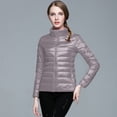 thumbnail image 2 of Bibifish Women's Down Jackets Lightweight Packable High Collar Zip Jackets Stain-Resistant Slim Fit Warm Winter Wear Portable Travel Coats, 2 of 5