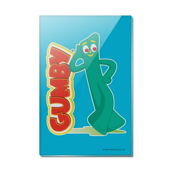 Gumby Leaning on Logo Rectangle Acrylic Fridge Refrigerator Magnet