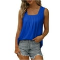 thumbnail image 3 of JGGSPWM Summer Tank Tops for Women Loose Fit Pleated Square Neck Sleeveless Tops Curved Hem Flowy Loose Fit Camisole Trendy Breathable Tees Shirts Blue S, 3 of 10