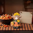 thumbnail image 4 of SUYOLL Fall Highland Cow Figurine Sunflower Girl Cow Resin Figurine Autumn Tabletop Decor Ornament For Thanksgiving Farm Home Shelf Mantel, 4 of 5