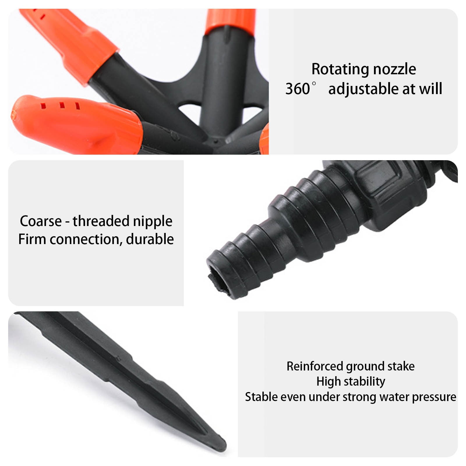 360 Degree Rotating Lawn Sprinkler - Automatic Yard Watering System for Large Areas, Adjustable Spray Pattern Garden Sprinkler for Lawn, Flower Beds & Vegetable Gardens, Durable Metal Base