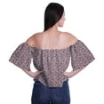 thumbnail image 4 of Moomaya Womens Printed Off The Shoulder Crop Top Flounce Sleeve Summer Clothing Boho Blouse, 4 of 6