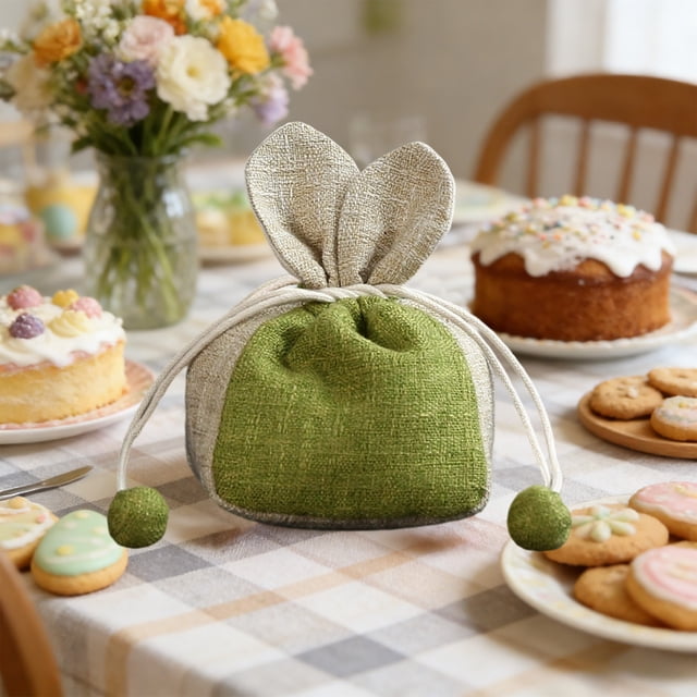 Bolsas de Pascua con cordón para dulces | Bolsas para golosinas navideñas para niños | Bolsas reutilizables para recuerdos de fiesta | Bolsas pequeñas para regalos en la búsqueda de huevos de Pascua