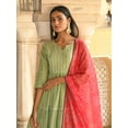 thumbnail image 7 of Janasya Indian Women's Pastel Green Cotton Solid Kurta with Pant and Dupatta, 7 of 7