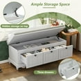 thumbnail image 6 of Shoe Storage Bench with Cushion and 3 Drawers, Fluted Entryway Bench with Top Hidden Storage, Shoe Cabinet for Living Room, Hallway, Mudroom, Bedroom, Light Gray, 6 of 8