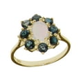thumbnail image 1 of LBG British Made 10k Yellow Gold Natural Opal & London Blue Topaz Womens Statement Ring - 33 size options - Size, 1 of 5