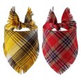 thumbnail image 1 of Dinheiro Bandanas para perros a cuadros, 2 unidades de bufanda triangular reversible para perros con bordes de borlas, 1 of 5