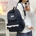 thumbnail image 4 of Polka Dot Print Lace Backpack, Large Capacity Multi-Pocket School Bag with Compartments for Travel Outdoor (Black 430*300*140), 4 of 6