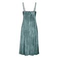 thumbnail image 5 of Efsteb Womens Sleeveless Dresses Casual Ruched Elegant Velvet Spaghetti Strap Dress Loose Fit Resort Dress Spring Crew Neck Solid Color ,Size:S, 5 of 7