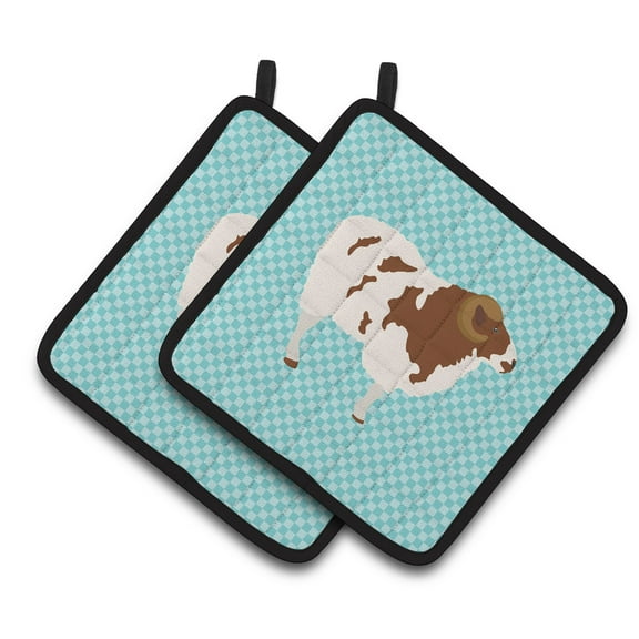 Caroline's Treasures Jacob Sheep Blue Check Pair of Pot Holders