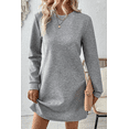 thumbnail image 4 of Women's Gray Textured Long Sleeve Shift Dress - [ZhiHiMeRi] | (US 12-14)L, 4 of 8