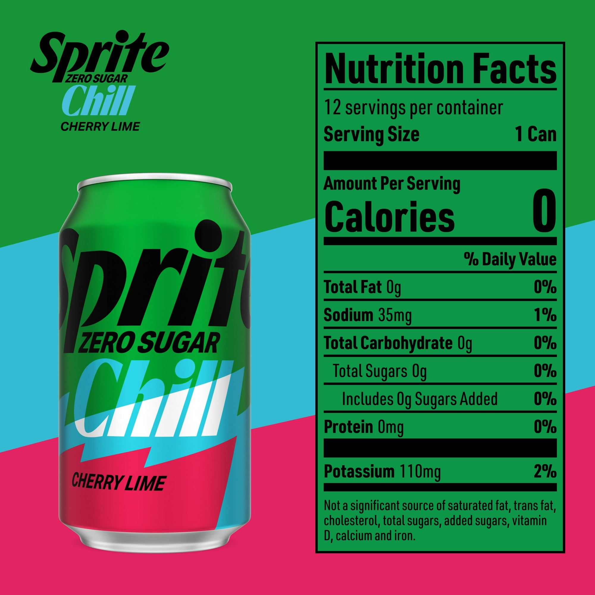 Sprite Zero Sugar Chill Cherry-Lime Caffeine Free Soda Pop Fridge Pack Cans, 12 fl oz, 12 Pack