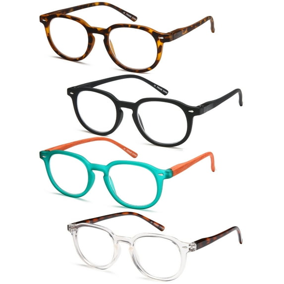 GAMMA RAY READERS Multiple Pairs of P3 Style Retro Round Readers Quality Spring Hinge Reading Glasses for Men and Women