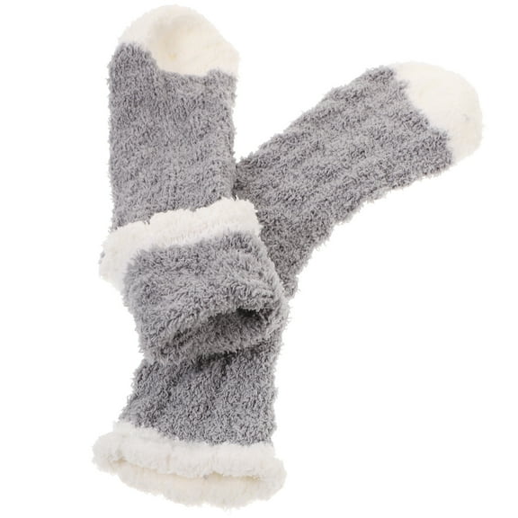 LOLIPPYY 1 Pair Thermal Socks for Girls Grey Middle Tube Warmth Comfortable for Cold Weather