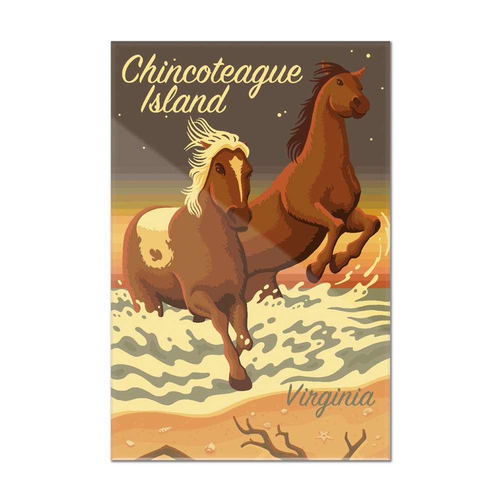 Chincoteague Island, Virginia Horses Running on Beach Lantern Press