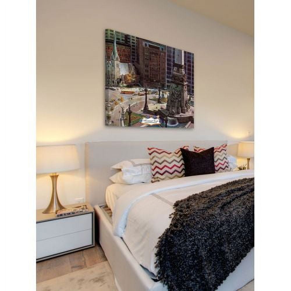 "Monument Circle" Painting Print on Wrapped Canvas