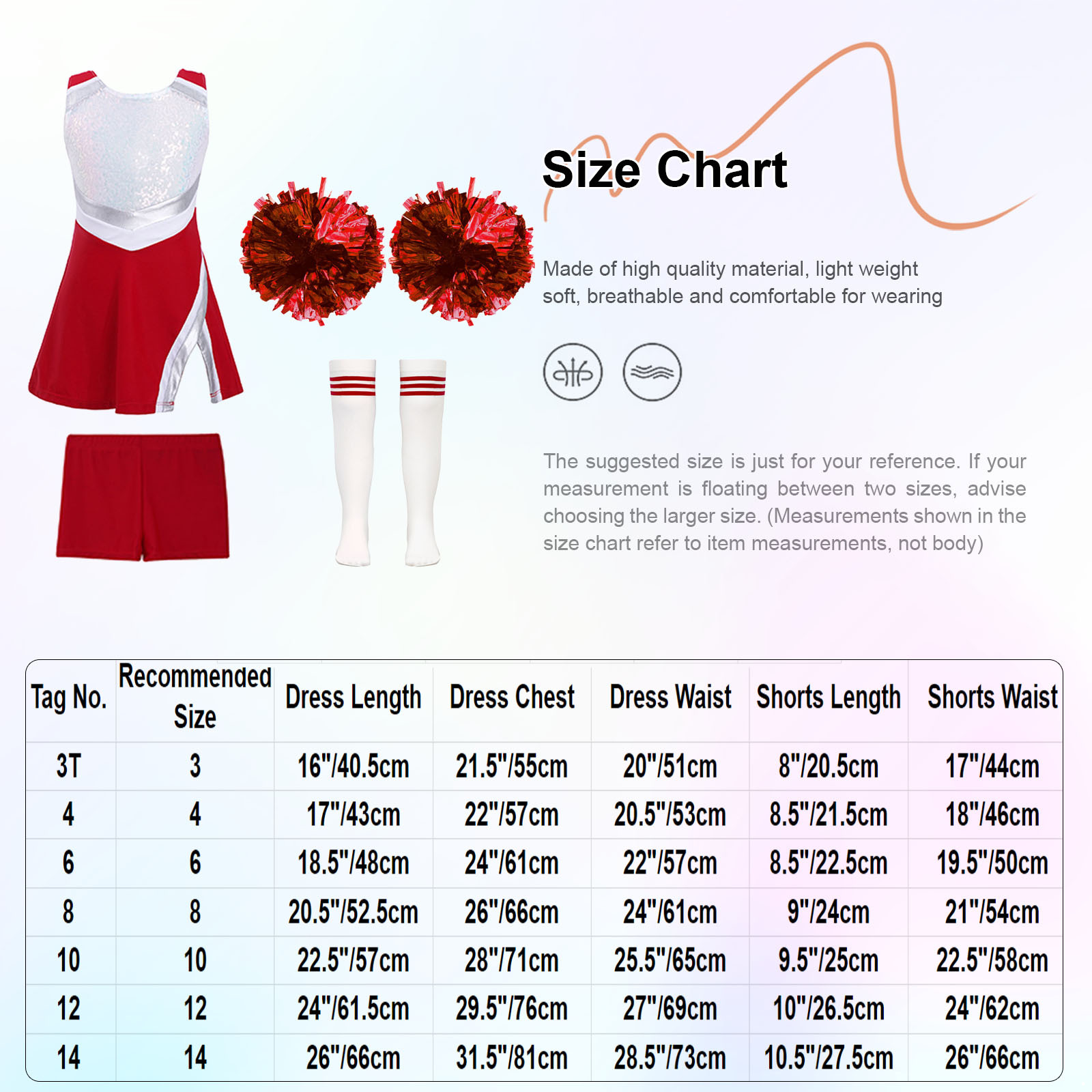 TiaoBug Kids Girls Cheer Leader Uniform Sports Games Cheerleading Dance Outfits Halloween Carnival Fancy Dress Up A Red-A 14 - image 5 of 5