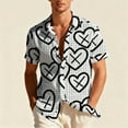 thumbnail image 5 of Mifsaly Mens Valentines Shirt Hearts Print Short Sleeve Blouse Cozy Breathable Vacation Tops Festival Party Lapel Basic Blouse Spring Summer Outfits XXXL, 5 of 9