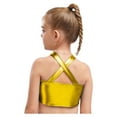 thumbnail image 4 of Nyeemya Jazz Latin Dance Shirt for Girls Disco Party Activewear Tees Ballroom Cross Back Sequin Crop Top Gold 14, 4 of 5