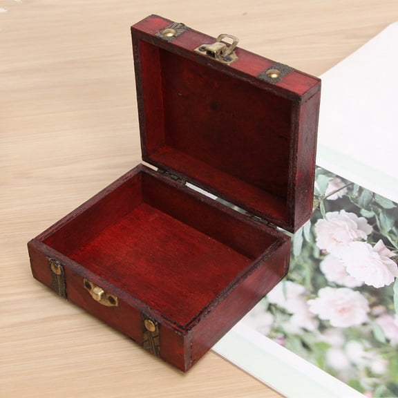 Luxshiny Vintage Rectangular Jewelry Case Synthetic Material 1Pcs 5.11x4.32x2.12in