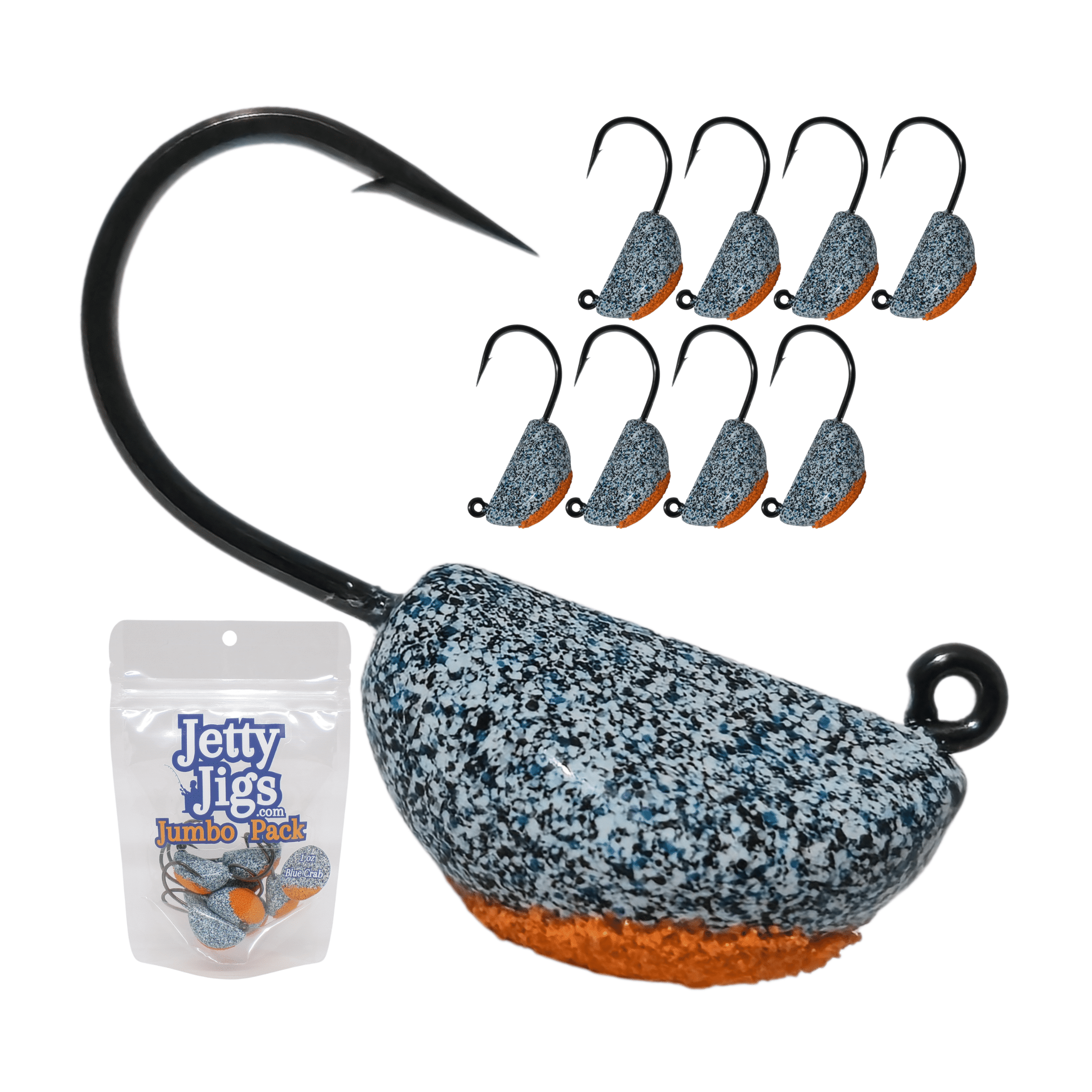 Jetty Jigs Saltwater Jig Heads, 1oz, Blue Crab, Jumbo 8 Pack