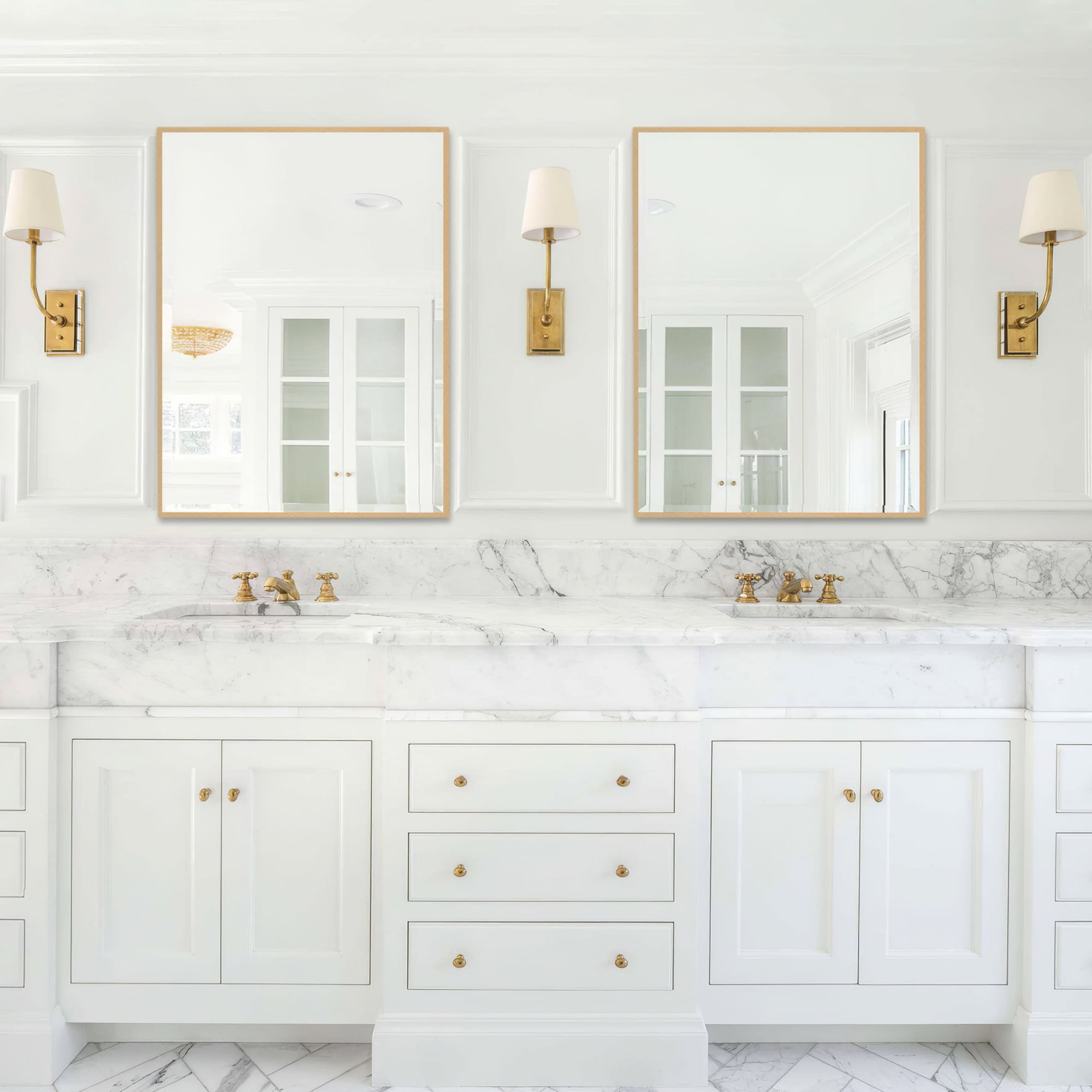 32"x24" Wall Mounted Mirror Rectangle Mirror PS Frame for Living Room Bathroom Bedroom,Gold