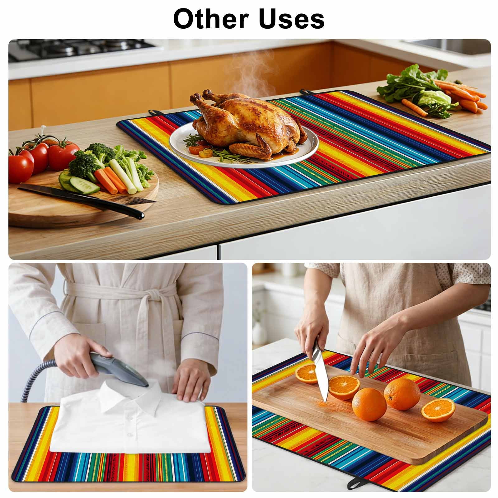Abstract Vertical Striped Stove Top Cover for Electric Stove, Heat-proof & Non Slip Glass Top Stove Cover Protector, Colorful Rainbow Stripes Retro Kitchen Flat Cooktop Rubber Mat 24x21 Inches